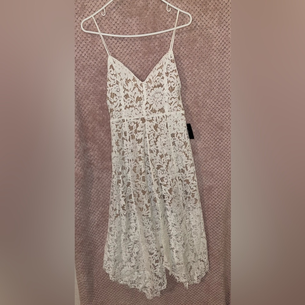 Lulus white lace thin strap dress wedding dress white lace